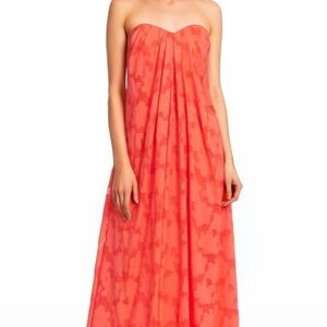 Jewel Badgley Mischka Women's Orange Burnout Pattern Maxi Dress 10